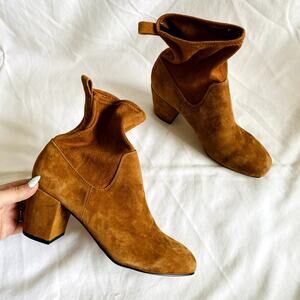 M4DE brown suede slouch booties